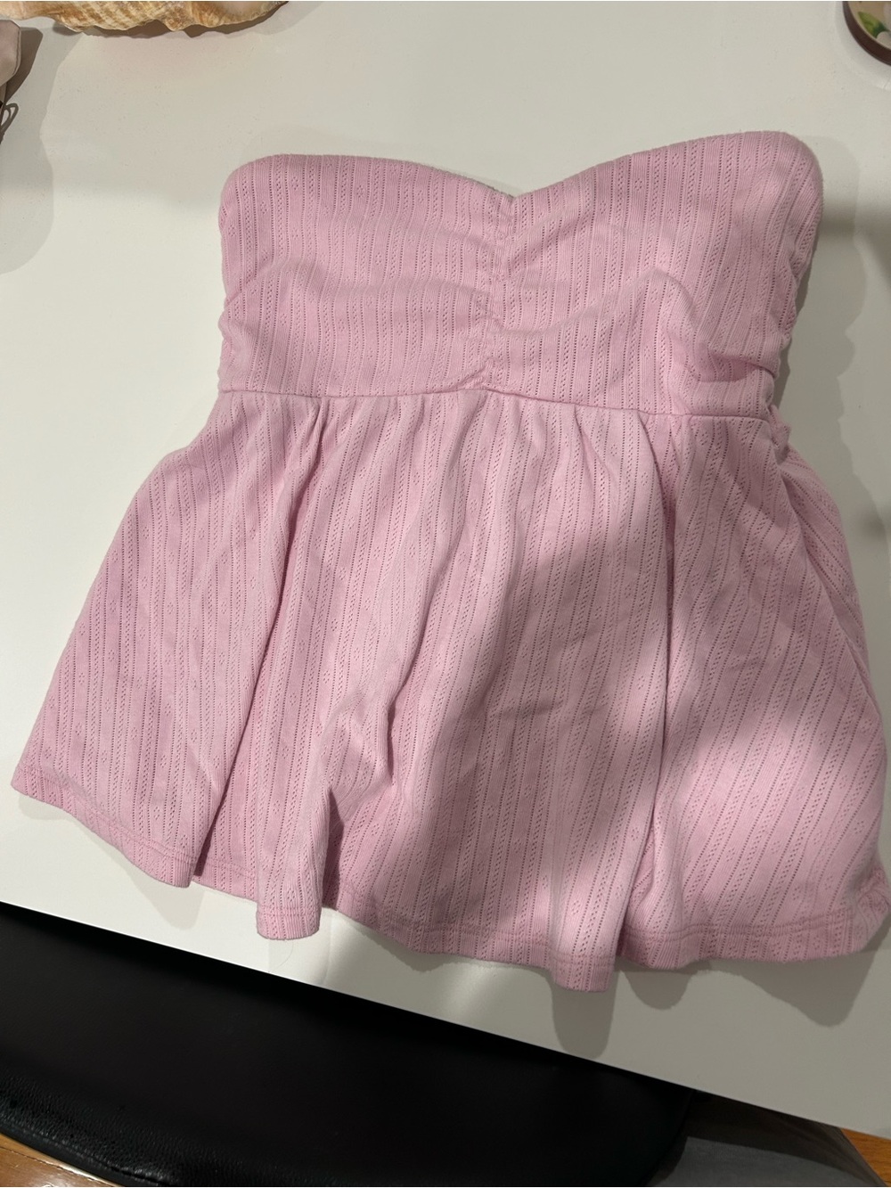Hollister Dusty Pink Strapless Peplum Top